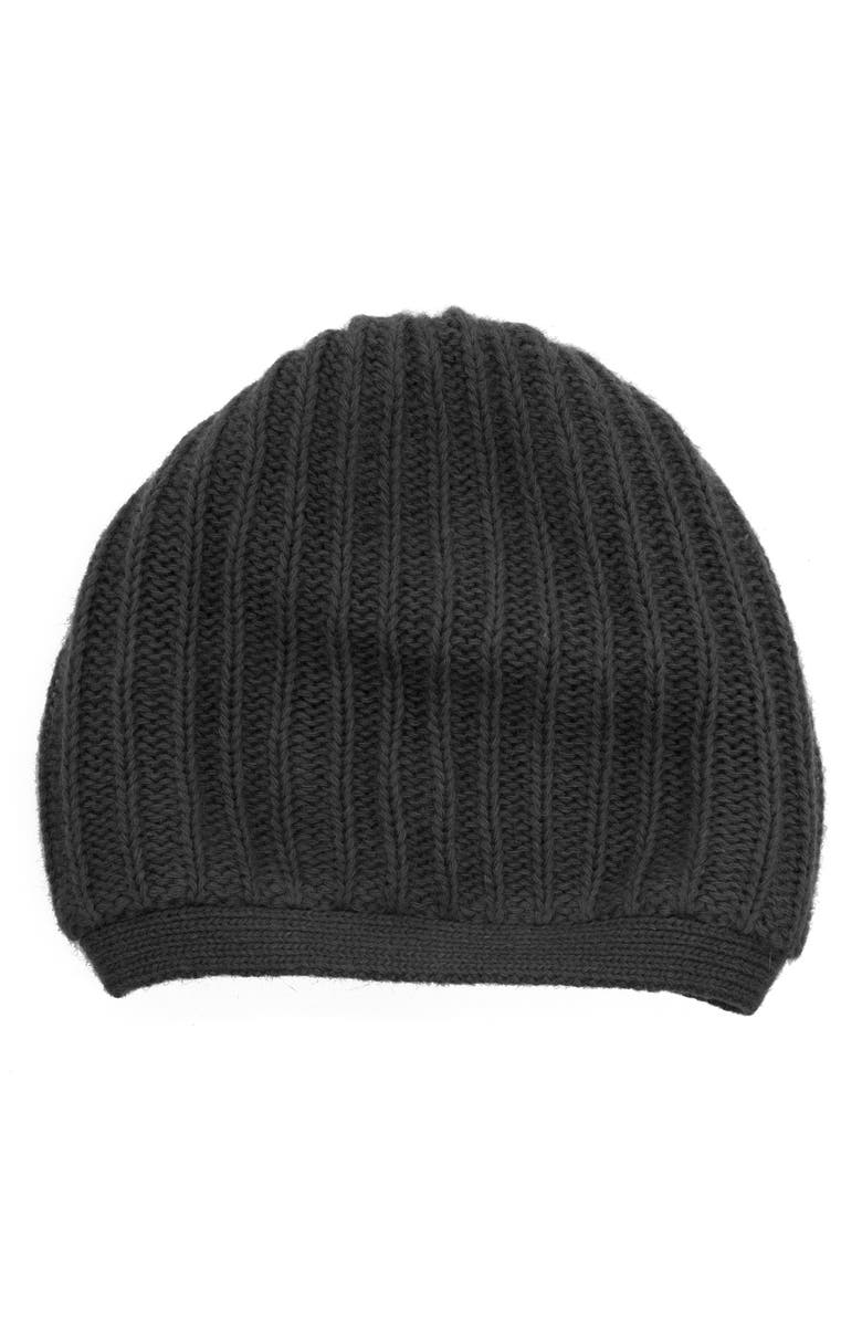 Portolano Rickrack Stitch Wool Blend Beanie, Main, color, Black