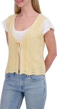 Lucky Brand Open Stitch Tie Vest