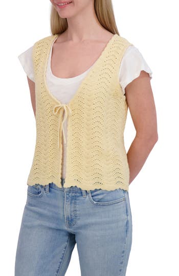 LUCKY BRAND LUCKY BRAND OPEN STITCH TIE VEST 