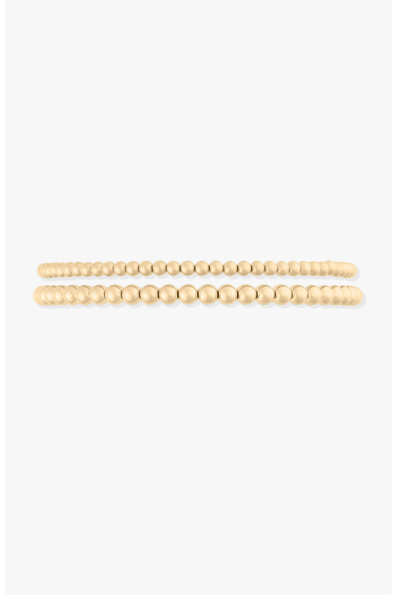 14k Gold Filled Bead Bracelet Two Stack, Main, color, Gold