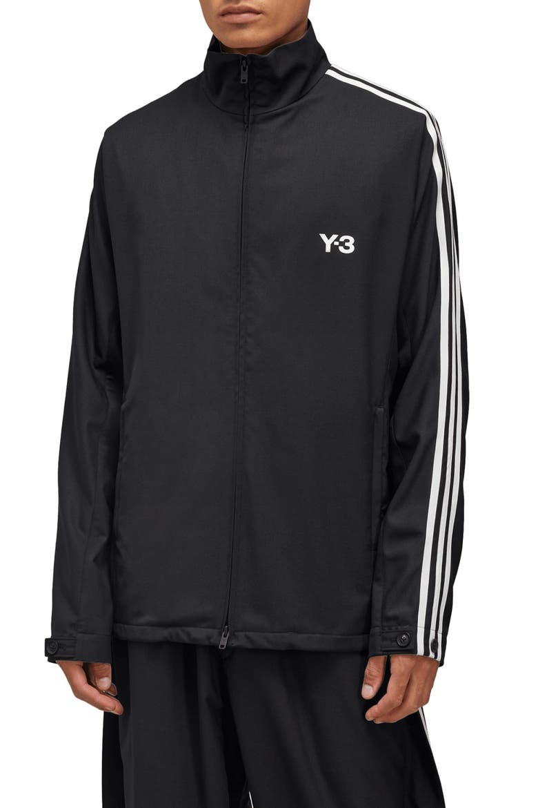 Recycled Polyester & Wool Blend Refined Track Jacket, Main, color, BLACK