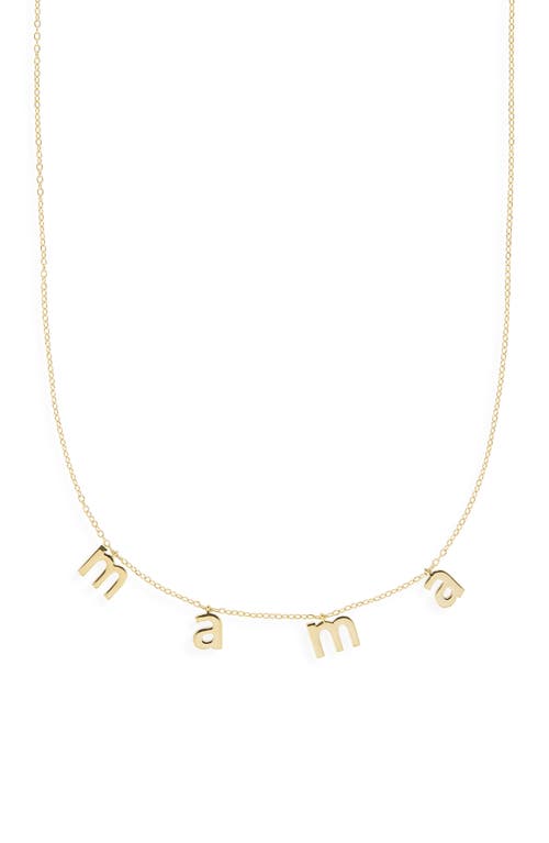 The Sis Kiss Lowercase Mama Necklace In Gold