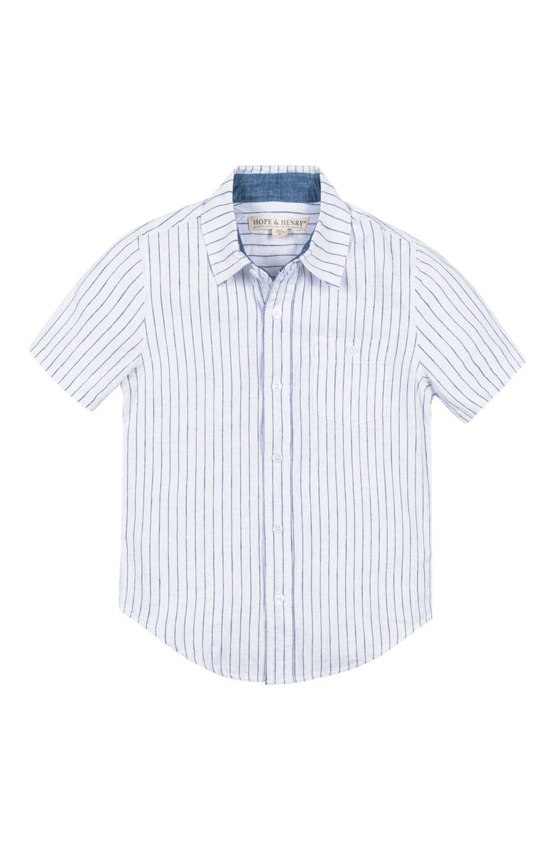 Hope & Henry Boys' Linen Short Sleeve Button Down Shirt, Kids, Alternate, color,