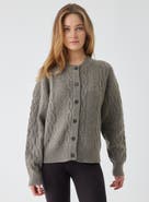 Majestic Filatures Yak Wool Cable Long Sleeve Crewneck Cardigan