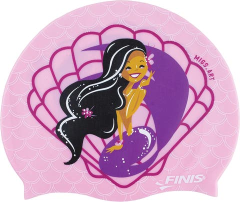 Mermaid Kids Swim Cap 100% Silicone Fun Prints Universal Fit Chlorine Protection