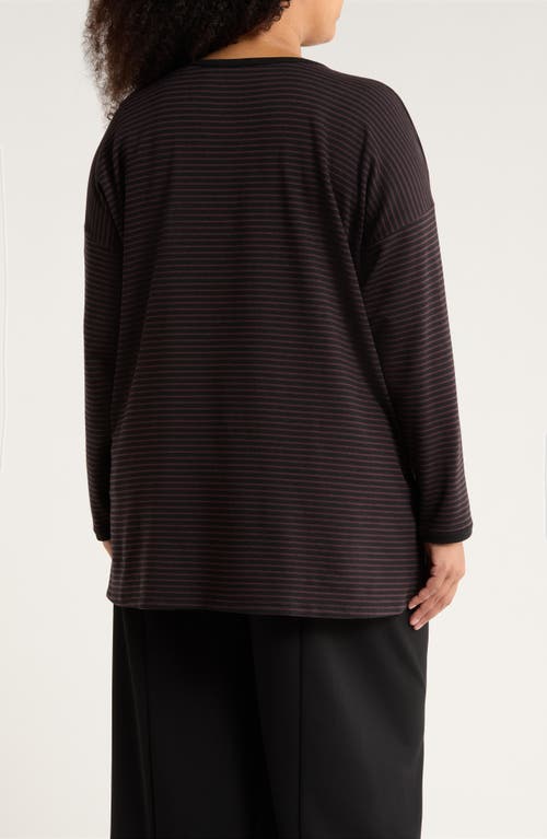 Eileen Fisher Stripe Relaxed Fit Tunic In Burgundy
