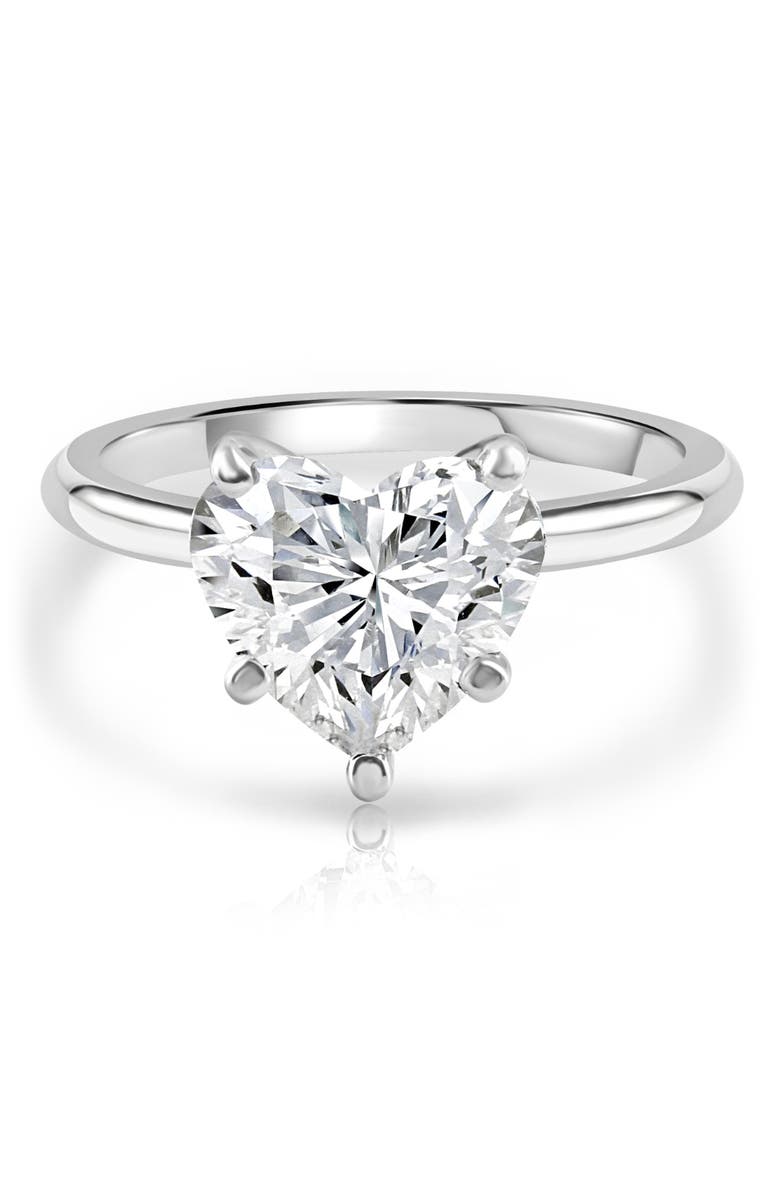 Bliss Diamond 3Ct Gold Certified Lab Grown Heart Cut Diamond Engagement Ring, Main, color, 14K White Gold