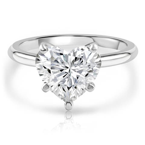 3Ct Gold Certified Lab Grown Heart Cut Diamond Engagement Ring (G/VS2)