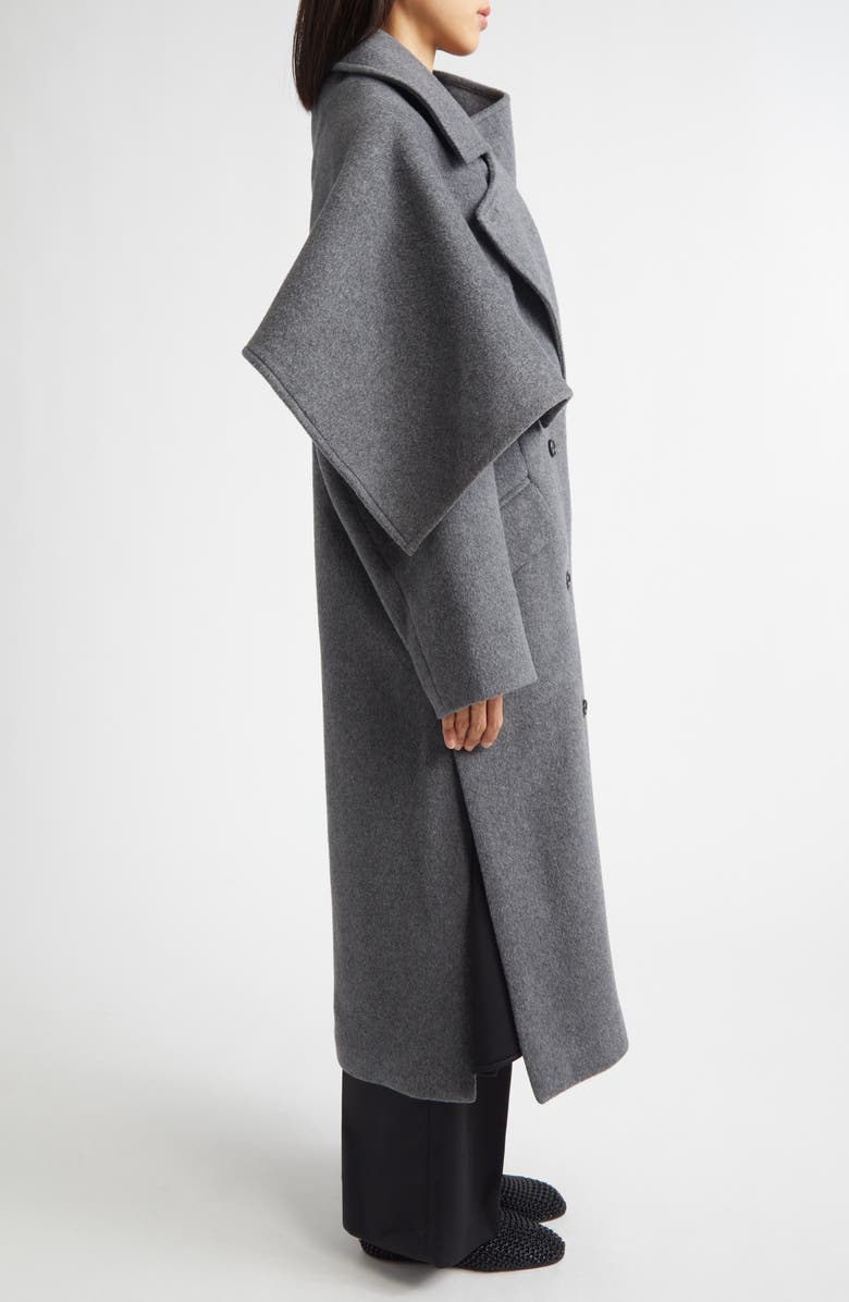 EENK Double Breasted Wool Blend Coat with Scarf Detail, Alternate, color, Melange Grey Wool