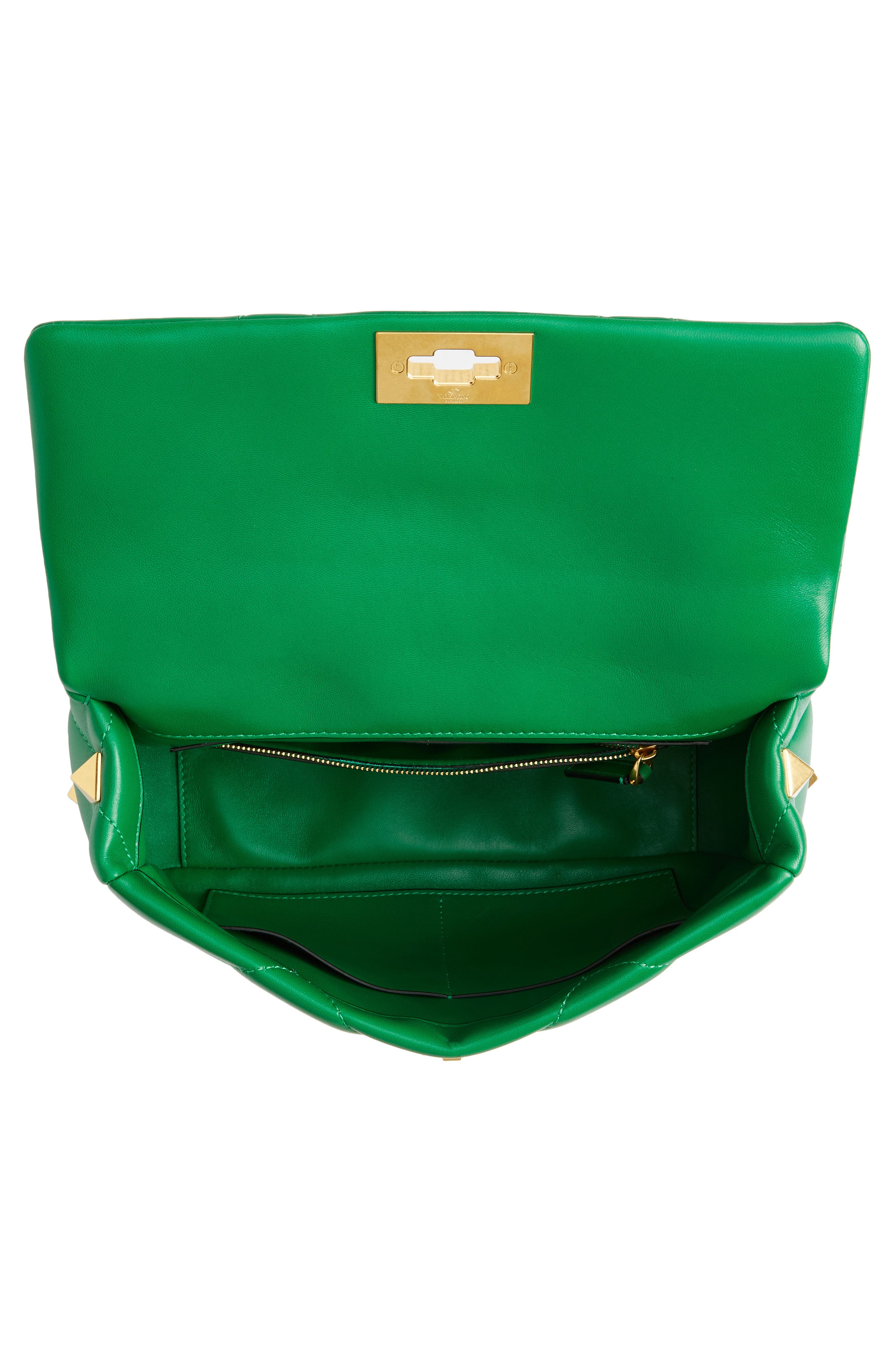 Valentino Garavani Large Roman Stud Diamond Quilted Leather Shoulder Bag, Alternate, color, 