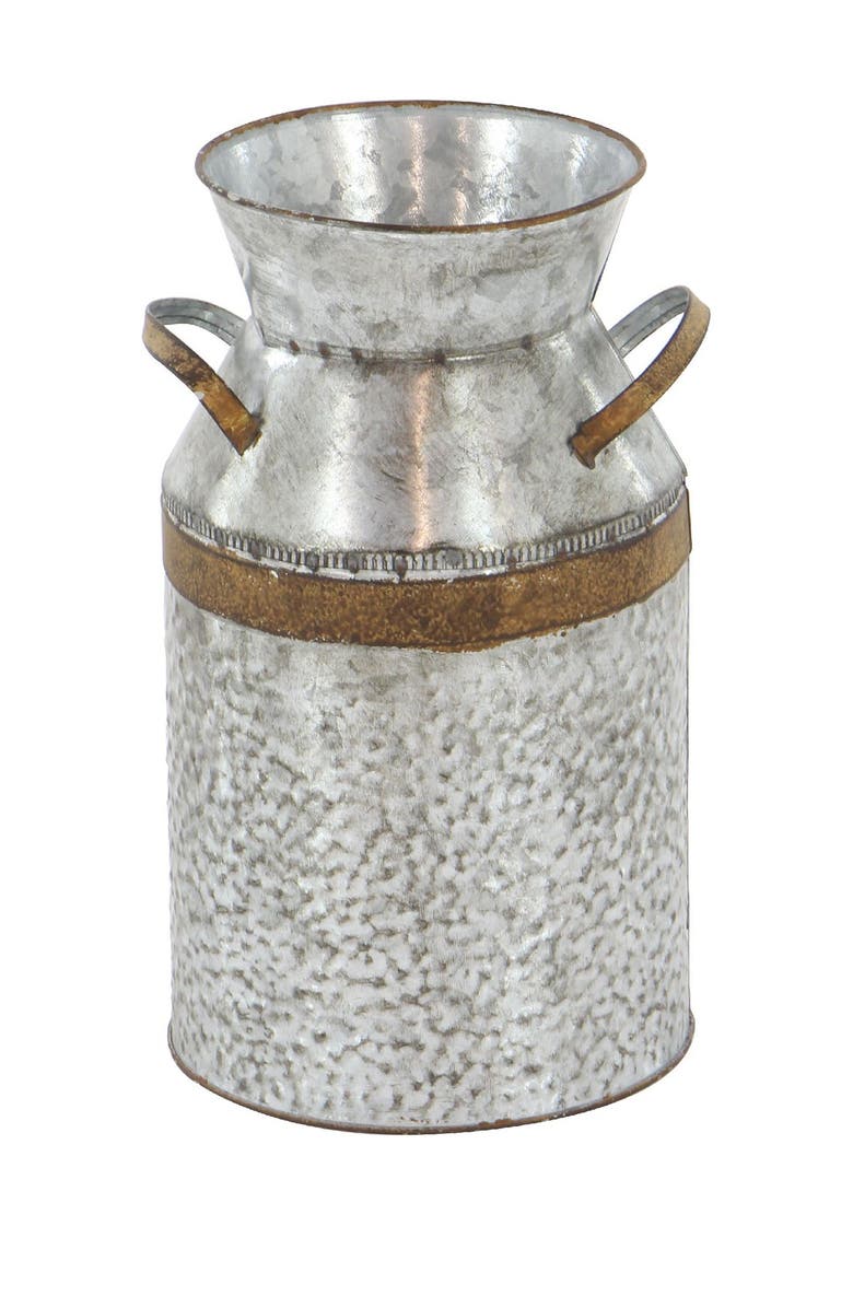 SONOMA SAGE HOME Gray Metal Milk Can Decorative Jar, Main, color, Grey