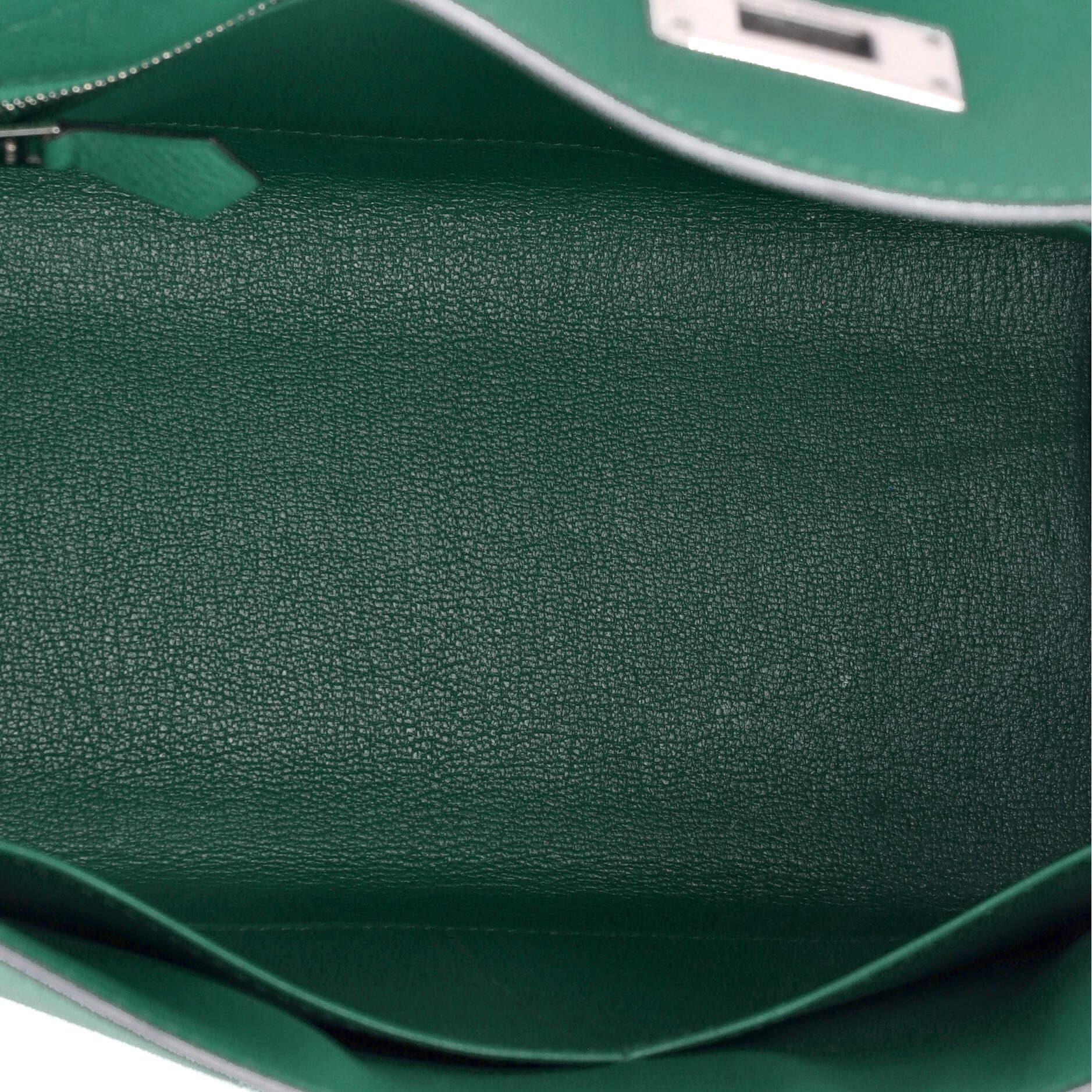 Pre-Owned Hermes Kelly Handbag Green Epsom with Palladium Hardware 28, Alternate, color, 