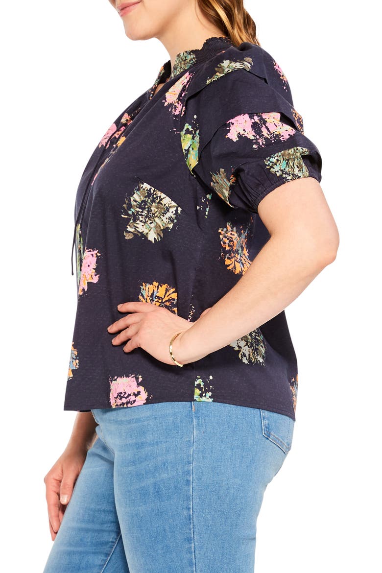 Bright Spot Smocked Neck Top, Alternate, color, INDIGO MULTI