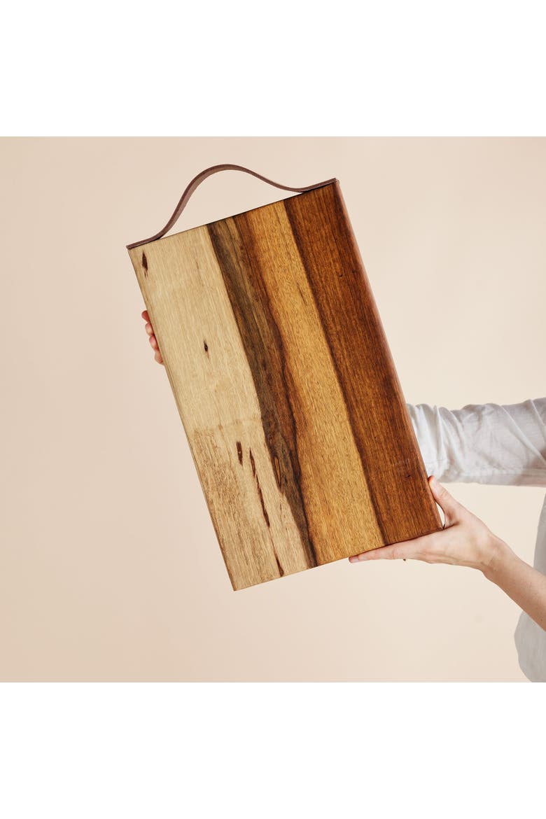 Blackwood Cutting Board with Leather Strap, Main, color, Natural