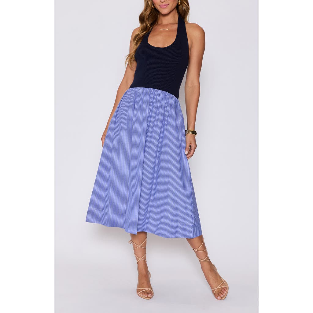 Vici Collection Piper Mixed Media Midi Halter Dress In Multi