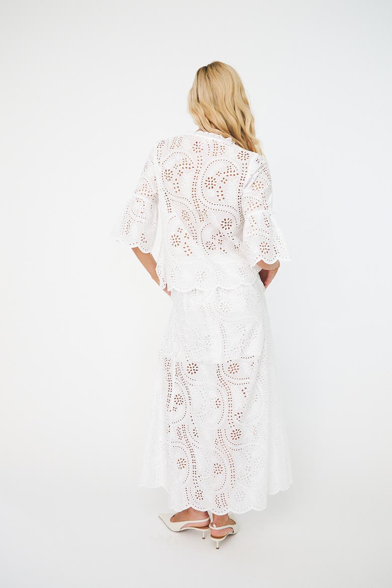 Brizacras Broderie Anglaise Maxi Skirt, Alternate, color, White