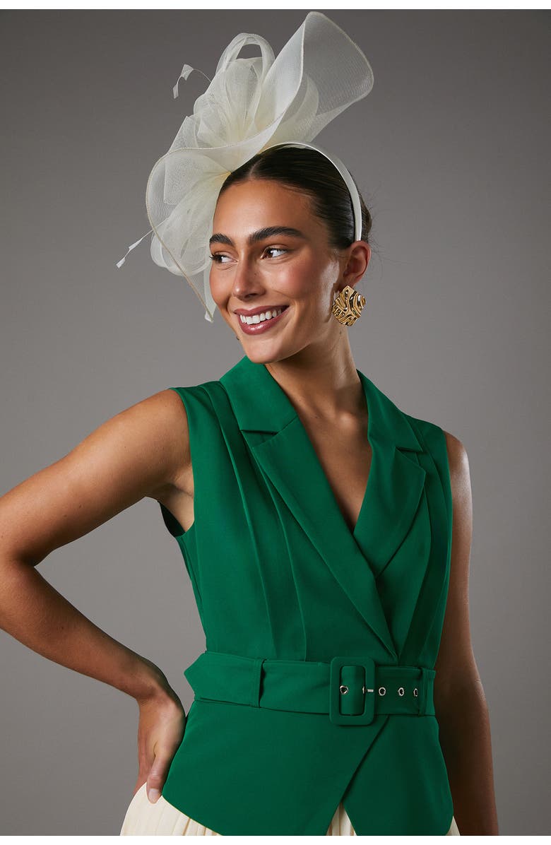 Coast Sleeveless Crepe Pleated Midi Dress, Alternate, color, Green