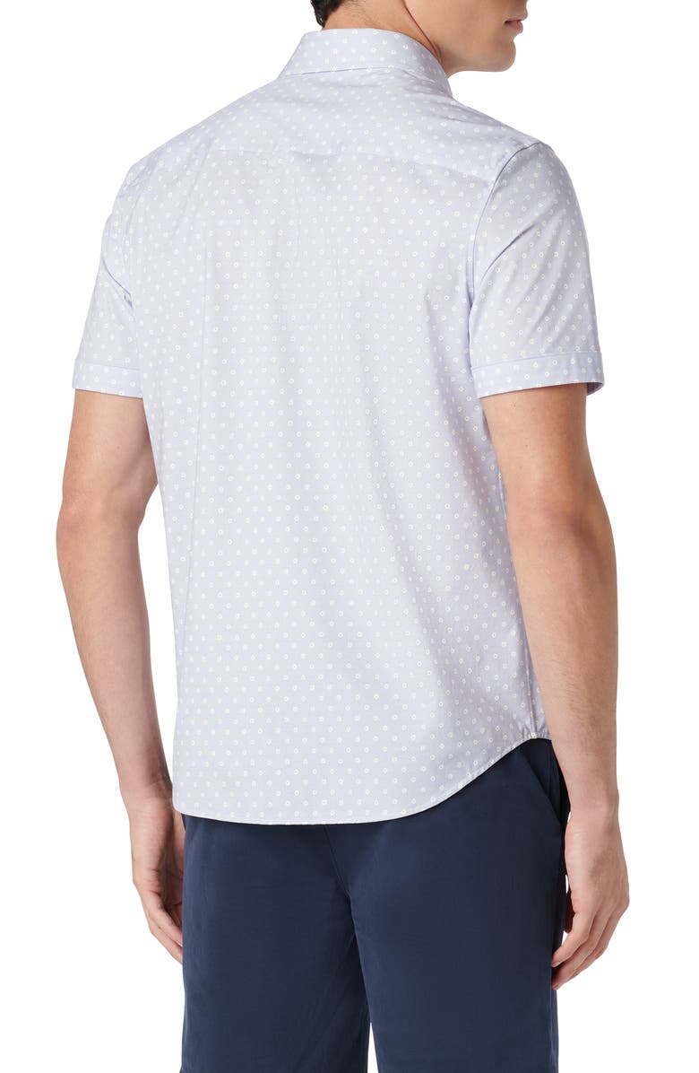 Bugatchi Miles OoohCotton<sup>®</sup> Floral Short Sleeve Button-Up Shirt, Alternate, color, Lilac