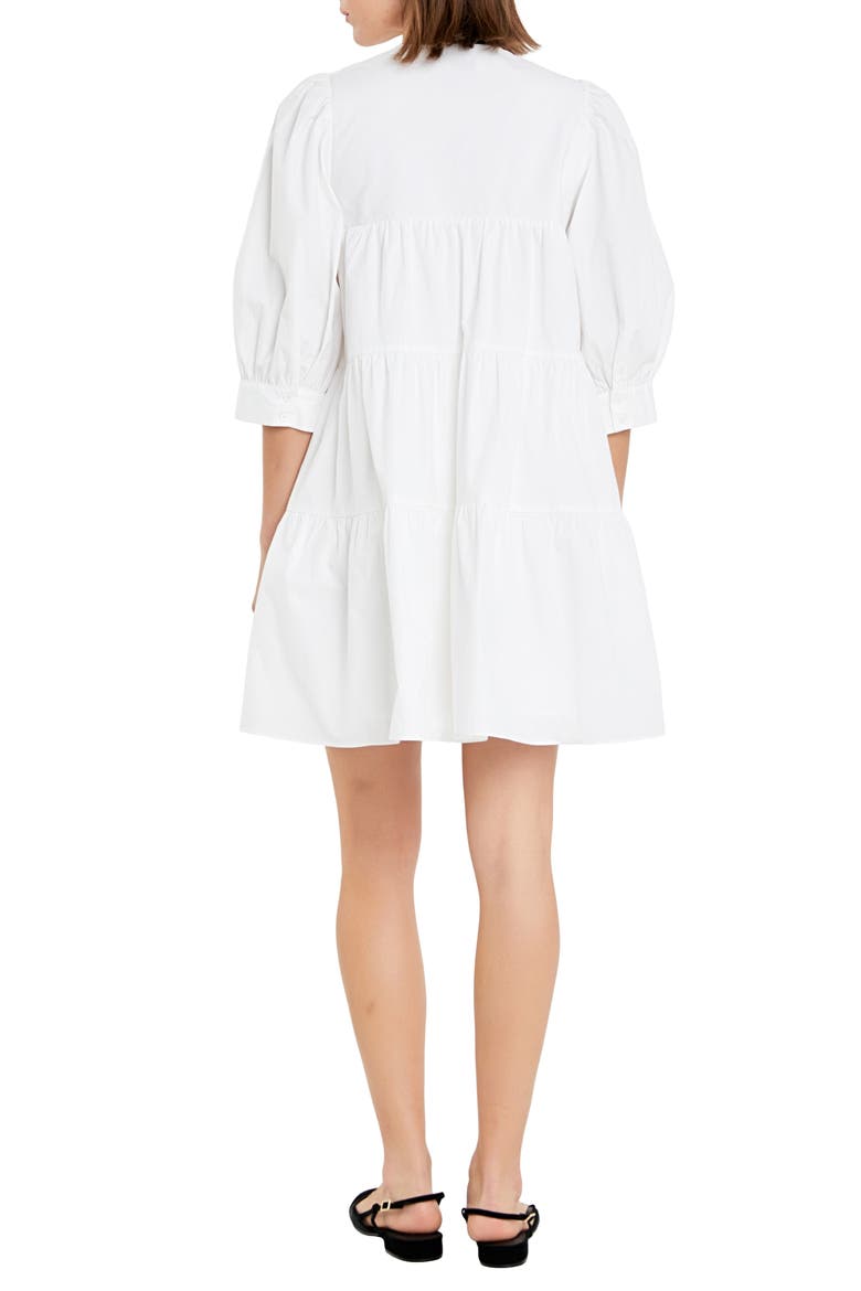 Blouson Sleeve Cotton Poplin Minidress, Alternate, color, WHITE