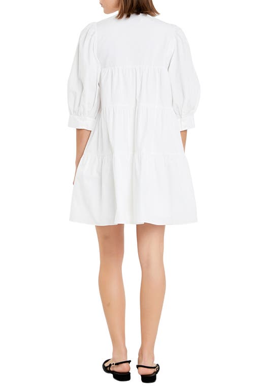 ENGLISH FACTORY ENGLISH FACTORY BLOUSON SLEEVE COTTON POPLIN MINIDRESS 