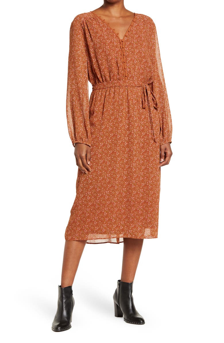 DR2 by Daniel Rainn V-Neck Long Sleeve Dress, Main, color, 