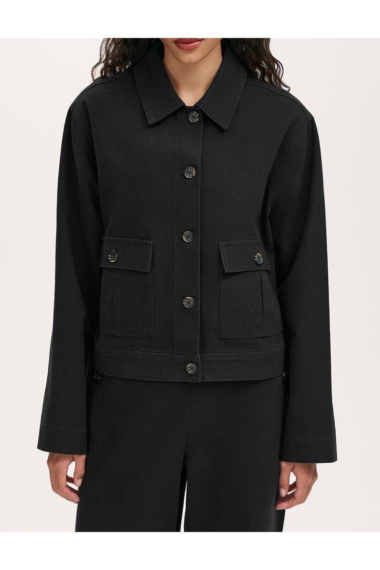 Kelsie Cotton Canvas Button Front Jacket, Alternate, color, Black