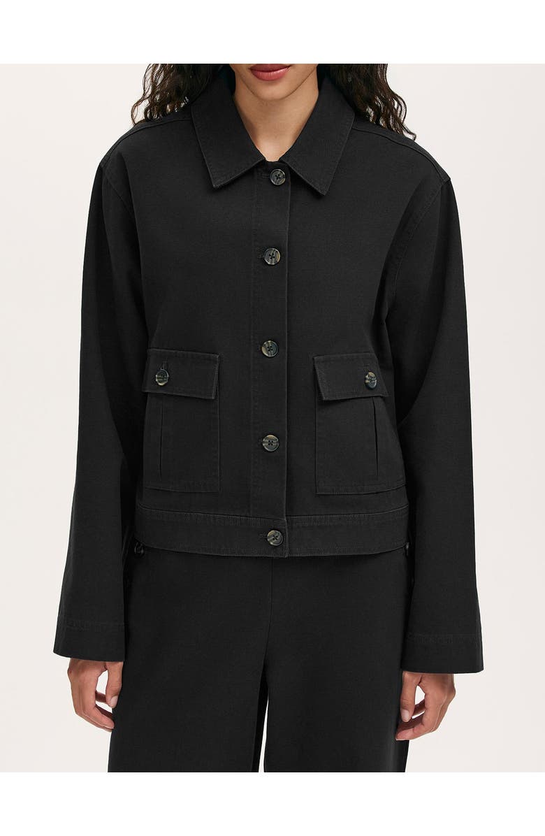 Finery London Kelsie Cotton Canvas Button Front Jacket, Alternate, color, Black