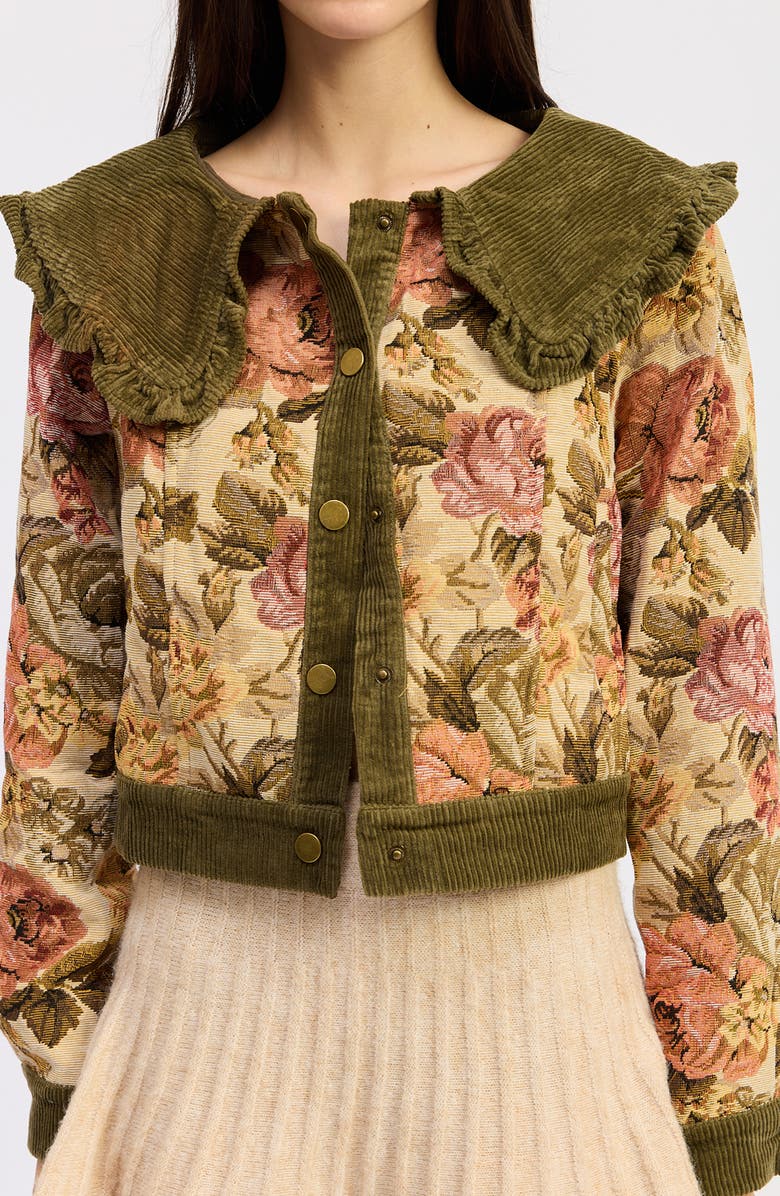 JACQUIE THE LABEL Nathalia Floral Print Jacket, Alternate, color, Olive Coral