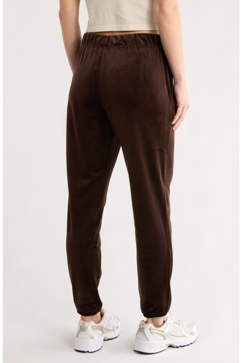 Rhinestone Logo High Waist Joggers, Alternate, color, ESPRESSO