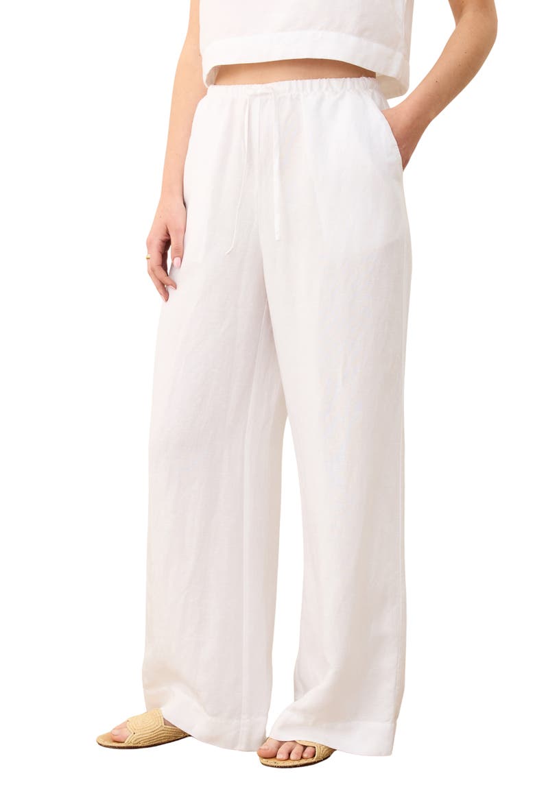 Linen Blend Wide Leg Pants, Alternate, color, BRIGHT WHITE