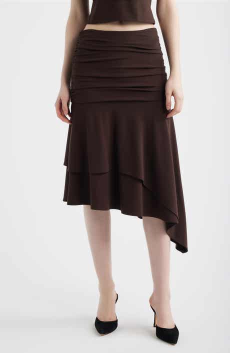 Gresca Ruched Asymmetric Hem Skirt