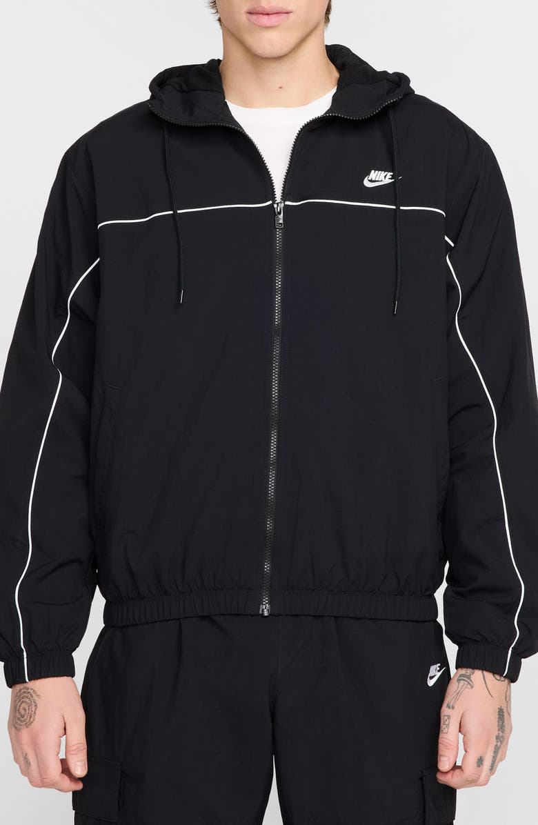 Nike Club Hooded Jacket, Main, color, Black/ White