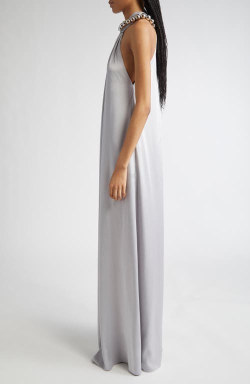 Stella Mccartney Ball-collar Satin Halter Gown In White
