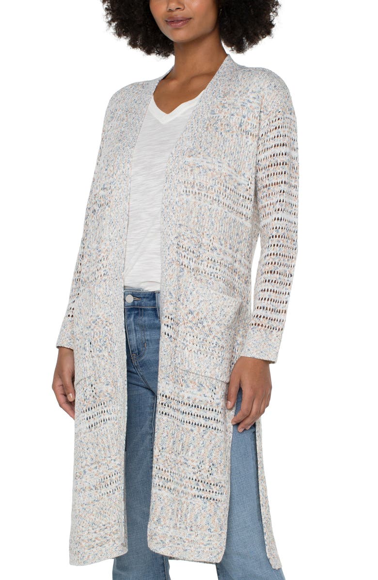 Liverpool Los Angeles Marl Longline Open Front Cardigan, Alternate, color, 