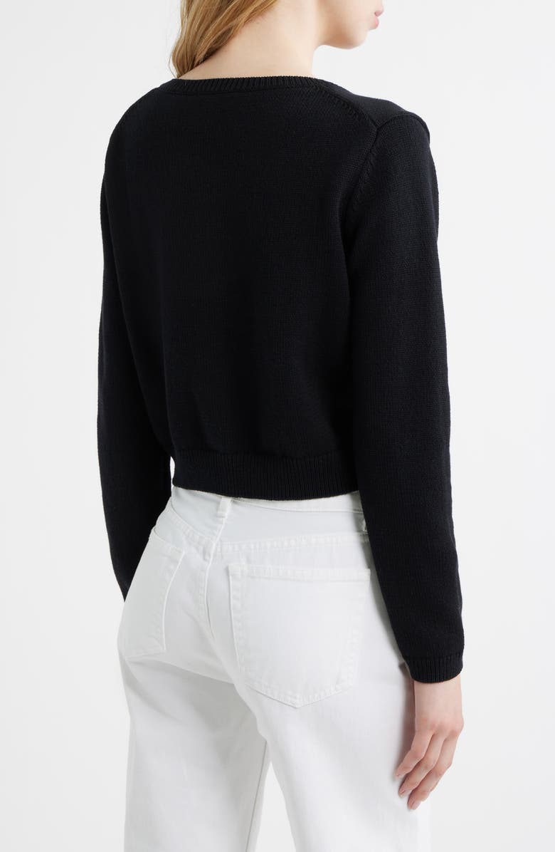 Reformation Clara Cotton Crewneck Cardigan, Alternate, color, Black