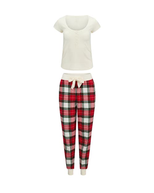 Adore Me Caileigh Pajama T-shirt & Jogger Set In Multi