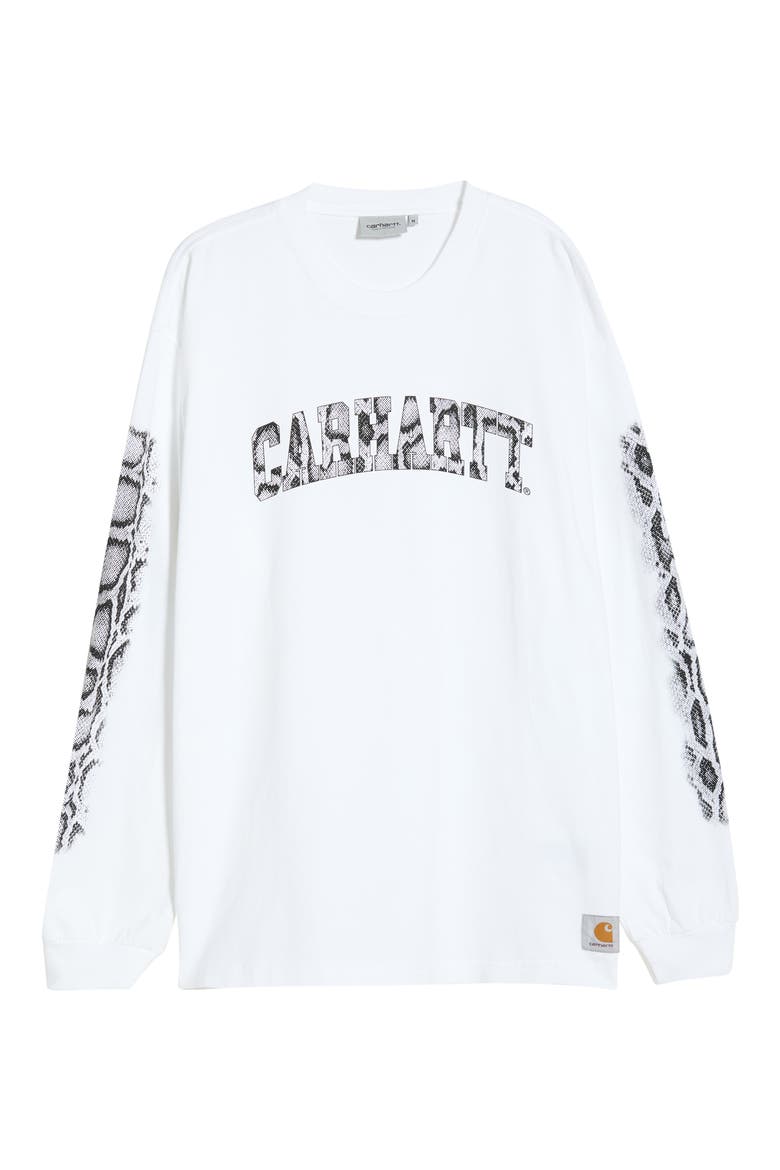 Camo Logo Long Sleeve Organic Cotton T-Shirt, Alternate, color, WHITE