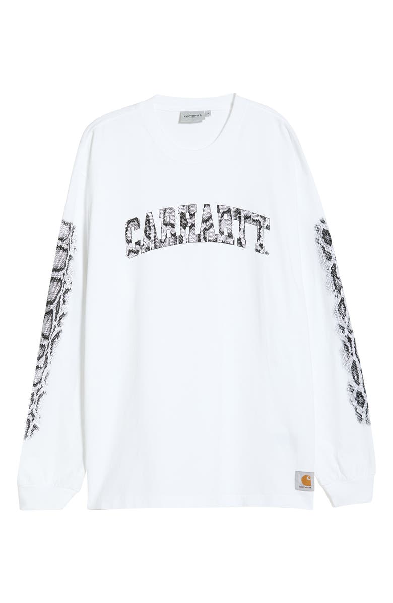 Carhartt Work In Progress Camo Logo Long Sleeve Organic Cotton T-Shirt, Main, color, White