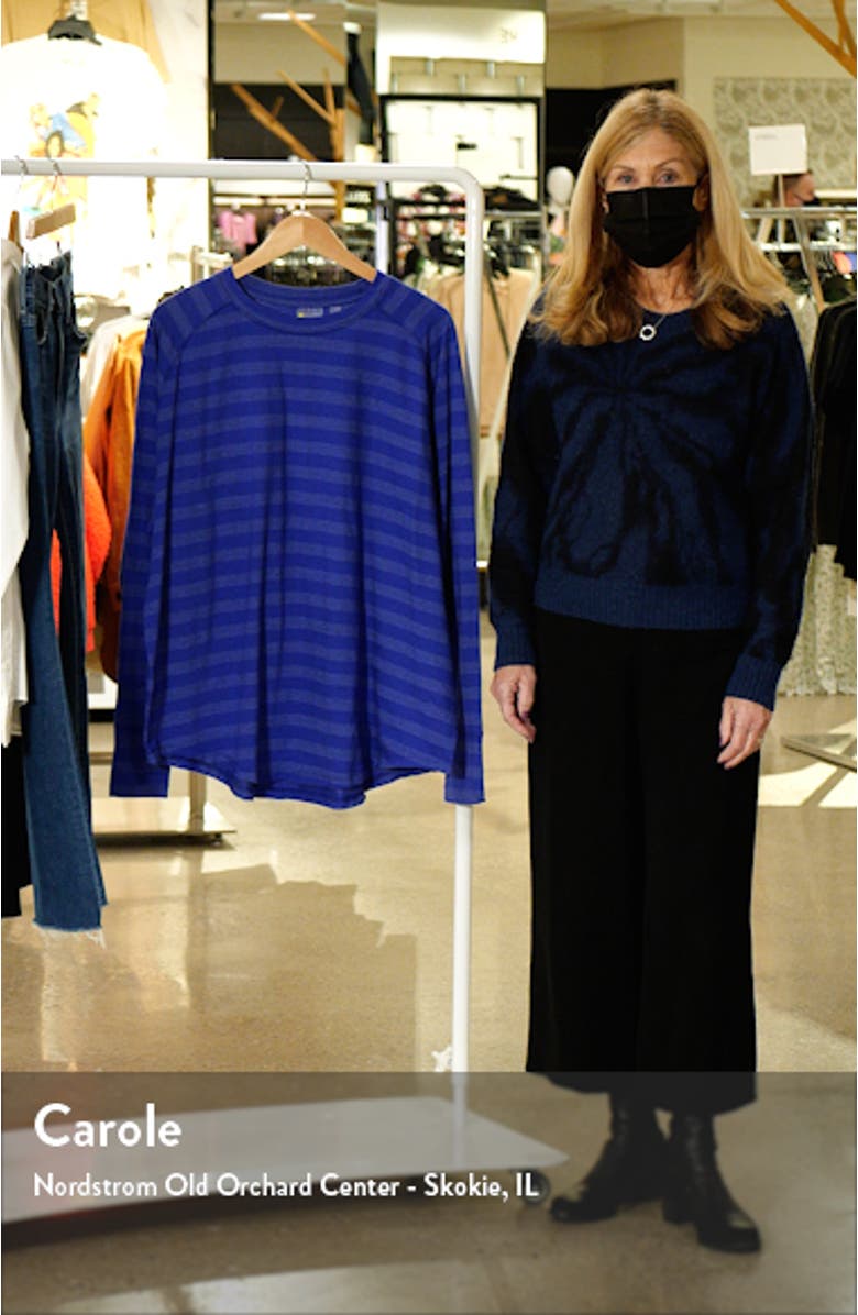 Women's Washed Stripe Relaxed Cotton Blend T-Shirt, sales video thumbnail