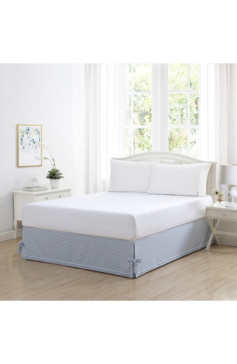 Laura Ashley La Classics Ticking Stripe Blue 1-Piece King Bedskirt, Alternate, color, Light Blue