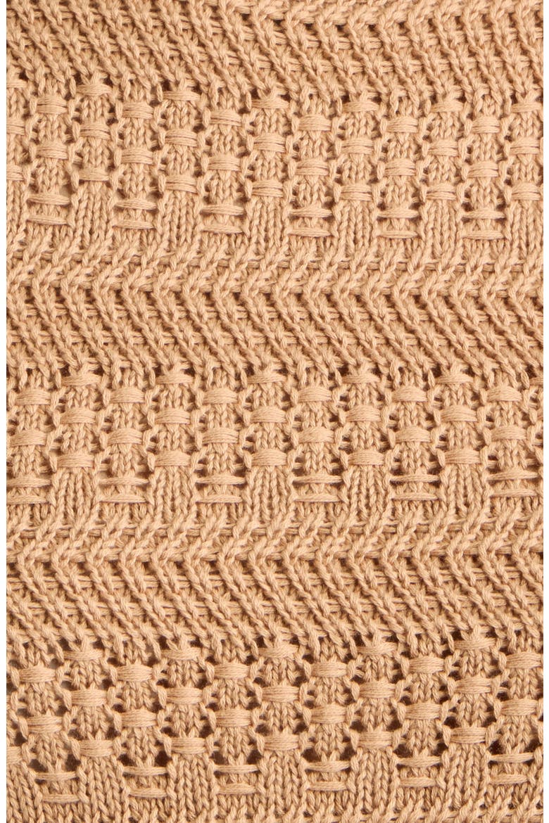 Danni Puff Sleeve Pointelle Knit Top, Alternate, color, CAMEL