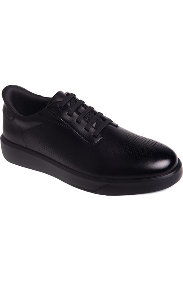 Marc Joseph New York Harbor Road Hands Free Technology Lightweight Leather Perforated Sneaker, Main, color, Black Napa Leather/Black Sole