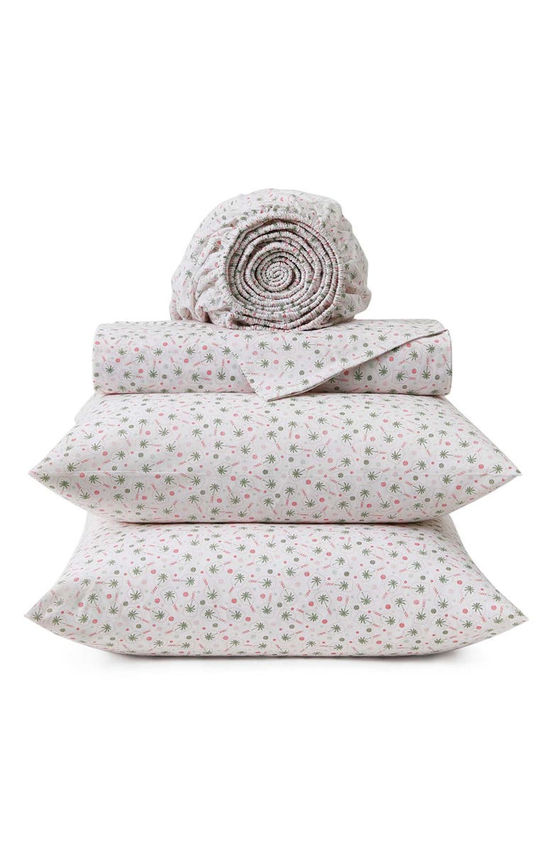 Tommy Bahama Pickleball Palm 200 Thread Count Cotton Percale Sheet Set, Alternate, color, White