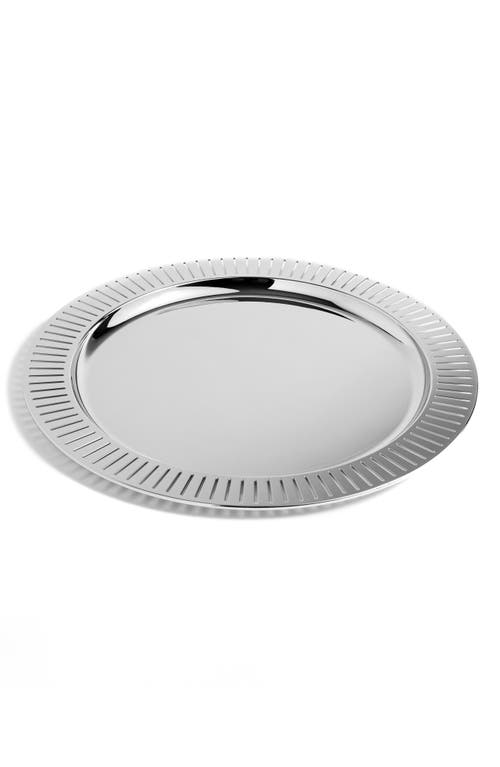 Anna New York Striations Round Serving Tray, 15.25" In Silver