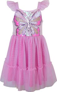 Zunie Kids' Ruffle Sequin Butterfly Party Dress