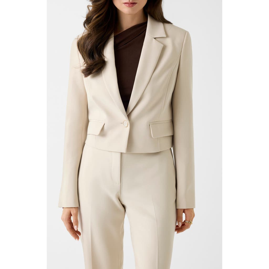 Guess Leila Single Breast Crop Blazer In White