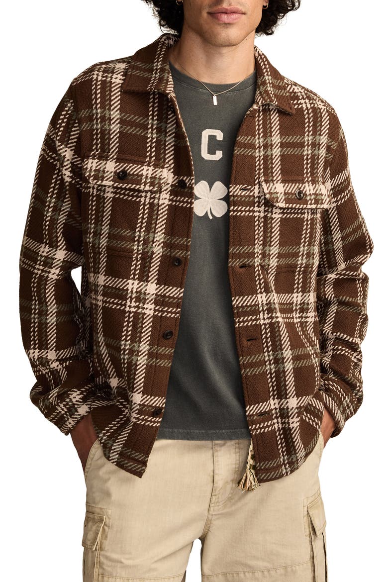 Plaid Twill Shirt Jacket, Main, color, BROWN MULTI