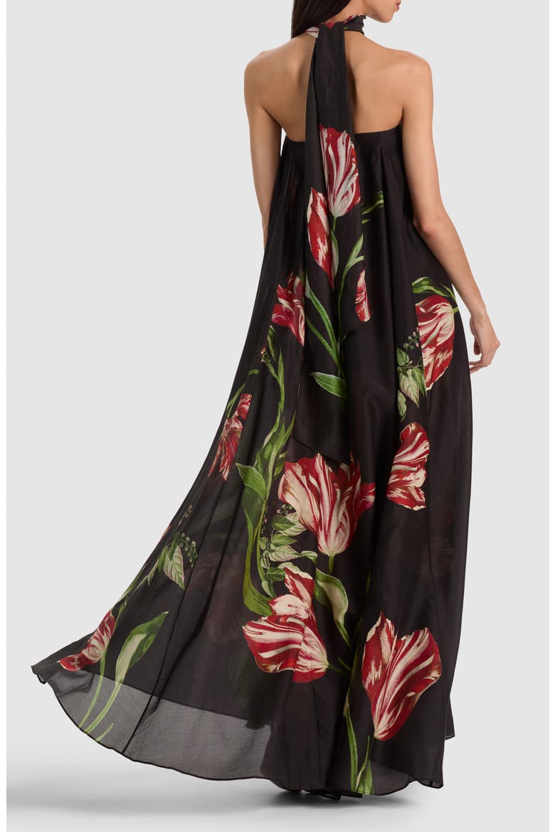 Maricela Strapless Maxi Dress With Scarf, Alternate, color, SOFT TULIP BLACK