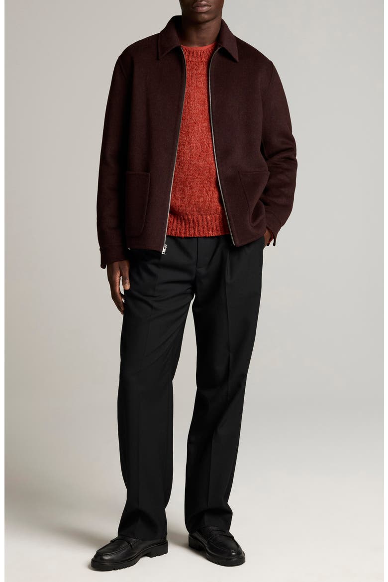 Wool Blend Bomber Jacket, Alternate, color, CHOCOLATE PLUM