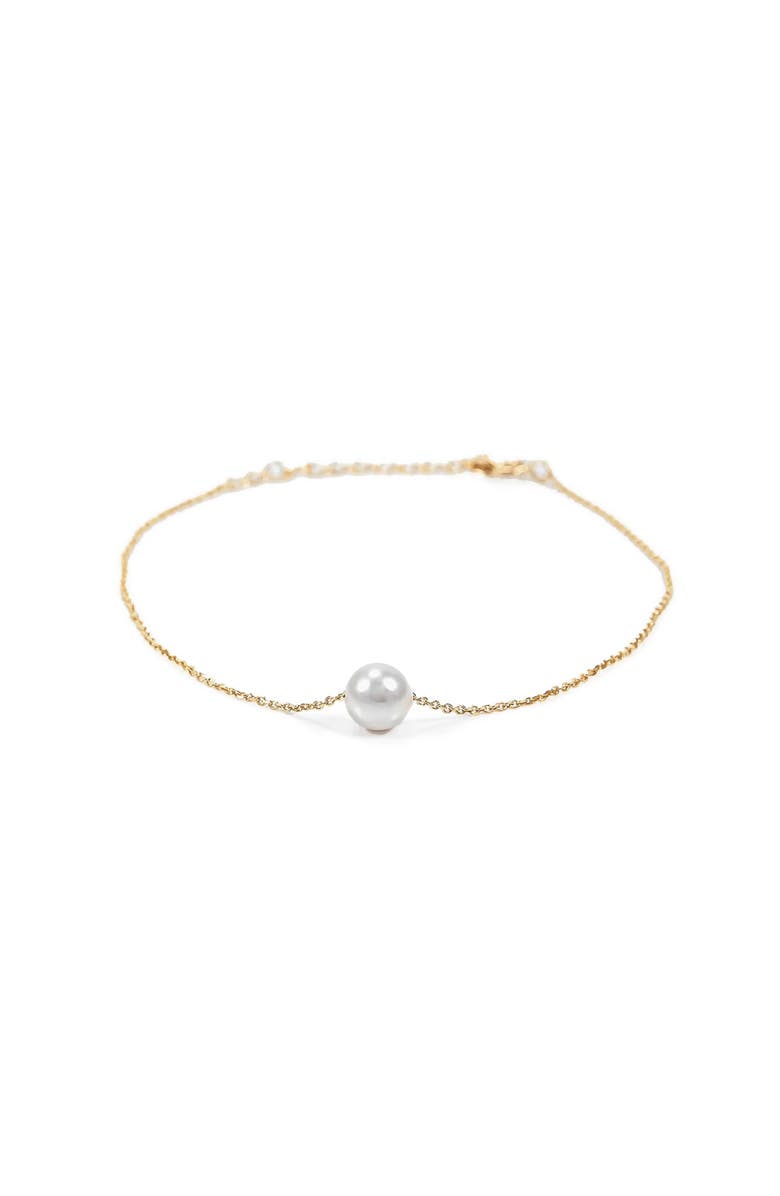 Bearfruit Jewelry Sterling Silver 18k Gold Plated Abby Single Pearl Bracelet Minimalist, Main, color, Gold